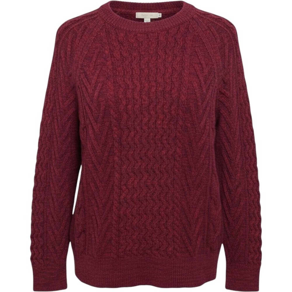 Gap Women's Wavy Cable Knit Sweater Sz L Crew Neck Vintage Luxury Multi Red